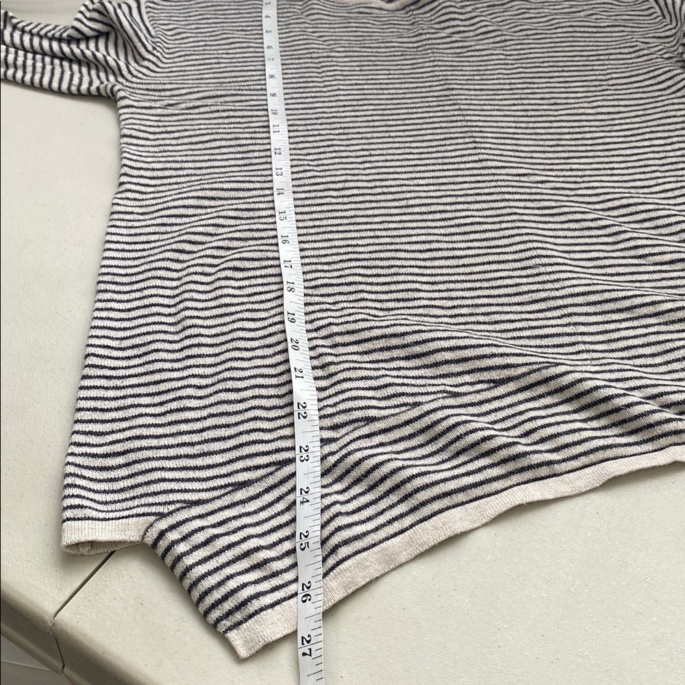 Pure Jill J. Jill Black White Cotton Cashmere Striped asymmetrical hem Sweater S - Picture 8 of 10